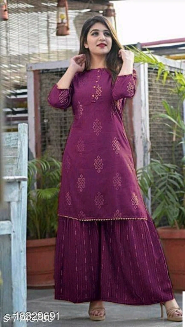 Women Rayon Short Kurti With Palazzos
